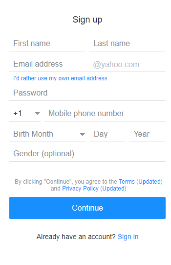 Yahoo Mail Mobile Account Sign up | How to create Yahoo New account free